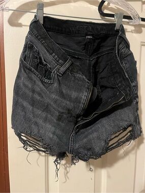 Black denim high waisted shorts from American Eagle